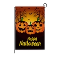 Halloween garden flag set featuring pumpkins with metal stake for outdoor decoration - Vivid Pumpkin Dead Tree Style (QZ004-12)