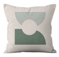 Detailed close-up of geometric printed square cushion cover with durable linen fabric texture - Nordic Minimalist Geometric Style (CRD34-11)