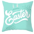 Housse de coussin vert menthe motif oreilles de lapin avec texte Happy Easter - 45x45 cm / Style Grandes Lettres Oreilles De Lapin Vert Menthe (DRD372-12)