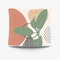Morandi abstract tapestry featuring green leaves and geometric patterns on white background - Brushed Fabric-95X73 / Green Leaf and Geometry (GT34-19)
