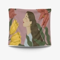 Morandi abstract tapestry with digital flower print and artistic female portrait - Brushed Fabric-95X73 / Tulips and Side Face (GT34-22)