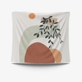 Morandi abstract tapestry with minimalist botanical leaves and geometric prints - 95x73cm / Brushed Fabric / GT34-24