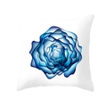 Fodera per cuscino bianca con stampa floreale astratta blu in stile inchiostro - Stile Sfumato Floreale Astratto (DRD267-3)