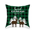 Detail of Christmas pillowcase with green buffalo plaid and festive deer print - Green & Black Plaid Reindeer Style (DRD264-9)