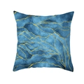 Detail of blue ink abstract cushion cover featuring elegant gold line art texture - Minimalist Abstract Line Style (DRD267-6)