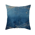 Detailed macro view of blue ink texture pillowcase with gold foil geometric lines - Geometric Gold Dot Gradient Style (DRD267-8)