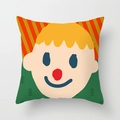 Square peach skin pillowcase with cute cartoon character on striped background - 18x18 Inch / Smiling Character (DRD266-1)