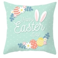 Housse de coussin de Pâques vert menthe avec texte Happy Easter Day et pois blancs - 45x45 cm / Style Oreilles De Lapin Points Vert Menthe (DRD372-25)