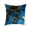Detail of blue marble fluid texture cushion cover with abstract gold ink and gilding - Fluid Art Splash Style (DRD267-9)