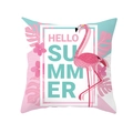 Pink flamingo pillow cover with Hello Summer text and tropical floral patterns - 18x18 Inch / Summer Flamingo Style (DRD234-5)