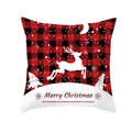 Red buffalo plaid Christmas pillowcase featuring deer, snowman and Merry Christmas text - Red Black Plaid Christmas Elements Style (DRD264-2)