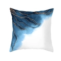 Detailed macro view of blue ink marble texture and golden glitter lines on cushion cover - Sky Blue Quicksand Concept Style (DRD267-10)