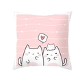 Pink decorative pillowcase with cartoon white cats and heart wave patterns - 18x18 Inch / Wavy Cat Style (DRD234-6)