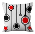 Modern geometric pillow case with red and grey abstract concentric circle patterns - 18x18 Inch / Geometric Circle Lines (CRD17-6)