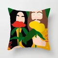 Detailed pop art cushion cover featuring minimalist John and Yoko cartoon illustrations - 18x18 Inch / John and Yoko (DRD266-6)