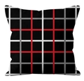 Modern square pillow case featuring a classic black, red, and white geometric grid pattern - 18x18 Inch / Simple Grid Pattern (CRD17-7)