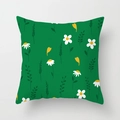 Detail of green daisy throw pillow cover showing fine canvas texture and floral print - 18x18 Inch / Grass Green White Daisy (DRD268-7)