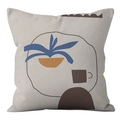 Close-up of modern abstract printed pillowcase with botanical and geometric patterns - 18x18 Inch / Minimalist Abstract Style Illustration (CRD39-5)