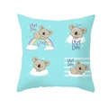 Square light blue pillowcase featuring cute cartoon koala patterns and rainbow design - 18x18 Inch / Cartoon Koala Style (DRD234-11)