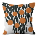 Detail of Nordic cushion cover featuring modern orange geometric floral and leaf patterns - 18x18 Inch / Modern Geometric Botanical Design (CRD39-7)