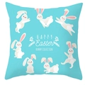 Housse de coussin lapin de Pâques avec imprimé Happy Easter sur fond bleu clair - 45x45 cm / Collection Lapin Blanc Bleu Clair (DRD372-32)