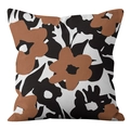 Detailed view of Nordic abstract floral pillow cover fabric with brown and black patterns - 18x18 Inch / Modern Retro Abstract Floral Pattern (CRD39-8)