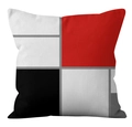 Modern geometric plush pillowcase featuring red, black, and grey Mondrian style blocks - 18x18 Inch / Color Block Abstract (CRD17-9)