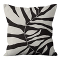 Detail of Nordic decorative pillow cover with abstract tropical leaves in black and white - 18x18 Inch / Tropical Plant Leaf Abstract Pattern (CRD39-9)