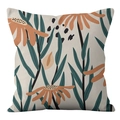 Detail showing Nordic abstract floral print on soft short plush cushion cover fabric - 18x18 Inch / Modern Illustration Style Art Print (CRD39-10)