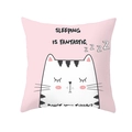 Pink decorative square pillowcase featuring a cute sleeping white cartoon cat illustration - 18x18 Inch / Pink Sleeping Cat Style (DRD234-13)