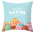 Housse de coussin Pâques bleu clair à pois avec texte et motifs d'oeufs colorés - 45x45 cm / Style Six Œufs Point Bleu Clair (DRD372-34)