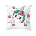Square cushion cover with cute cartoon unicorn, rainbow hair and pink hearts design - 18x18 Inch / Cartoon Unicorn Style (DRD234-14)