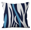 Abstract geometric short plush pillowcase with blue and white stripes for home decor - 18x18 Inch / Blue Leaf Pattern (CRD17-12)