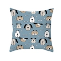 Light blue square decorative pillow cover featuring cute cartoon dogs and bones patterns - 18x18 Inch / Dogs Pattern Style (DRD234-17)