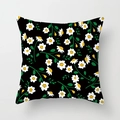 Daisy flower pattern decorative throw pillow cover in black floral print fabric - 18x18 Inch / Black Background Dense Daisies (DRD268-15)