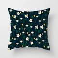 Square navy blue cushion cover with white daisy floral pattern and yellow center - 18x18 Inch / Dark Blue Fresh Daisies (DRD268-14)