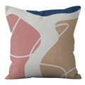 Close-up of abstract geometric pillow cover with fine woven texture and pastel blocks - 18x18 Inch / Modern Abstract Art Geometric Lines (CRD39-22)