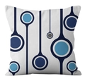 Modern geometric plush pillowcase with blue and grey abstract circles on white fabric - 18x18 Inch / Blue Gray Dots (CRD17-15)