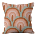 Detail of soft velvet cushion cover with Nordic abstract rainbow patterns in warm tones - 18x18 Inch / Nordic Abstract Rainbow Pattern (CRD39-24)