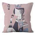 Funda de cojín nórdica de felpa corta con diseño estilizado de la reina de corazones póker - 45*45cm (Relleno no incluido) / Rosa Reina de Corazones (CRD38-4)