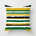 Modern square throw pillow cover with yellow and green artistic hand-painted stripes - 18x18 Inch / Artistic Contrast Stripes (DRD268-19)
