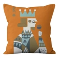 Funda de cojín nórdica de terciopelo corto con diseño artístico del Rey de Espadas naranja - 45*45cm (Relleno no incluido) / Naranja Rey de Espadas (CRD38-2)