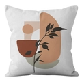 Close-up detail of soft short velvet pillowcase with abstract geometric plant pattern - 18x18 Inch / Abstract Geometric and Botanical Branches (CRD39-27)