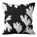 Detail of Nordic cushion cover showing abstract leaf patterns on textured fabric - 18x18 Inch / Classic Black and White Abstract Leaf Pattern (CRD39-28)