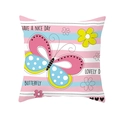 Cartoon butterfly throw pillow cover with pink and blue stripes for kids room - 18x18 Inch / Colorful Butterfly Style (DRD234-26)