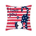 Cartoon blue cat and red striped pillowcase with I Love You text for kids room - 18x18 Inch / Red White Stripes Cat Style (DRD234-27)