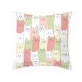Cartoon cat pattern decorative pillowcase in pink, mint green and beige tones - 18x18 Inch / Crowded Cats Style (DRD234-28)