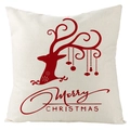 Housse de coussin Noël en lin avec tête de renne rouge et texte festif - Style Tête de Renne Rouge (YMD112-2)
