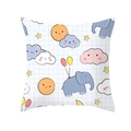 Cartoon elephant and stars pattern on white checkered square decorative pillowcase - 18x18 Inch / Grid Elephant Style (DRD234-33)