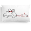 Hochzeits-Kissenbezug mit romantischem Cartoon-Autodesign für stilvolle Heimdeko - Frischvermähltes Küssendes Paar Stil (DRD269-1) / Rechteck-Stil